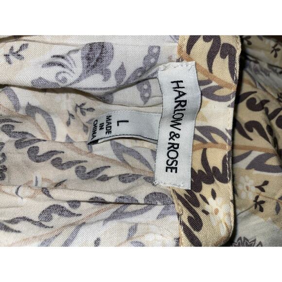 Harlow & Rose L  Boho Style Midi Dress Cream Paisley Floral Print Belt Dress - Picture 9 of 12